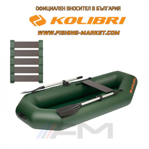 KOLIBRI - Надуваема гребна лодка с твърдо дъно K-230SC Super Light - зелена