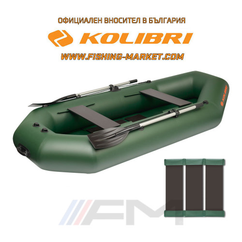 KOLIBRI - Надуваема гребна лодка с твърдо дъно K-280T SC Standard - зелена