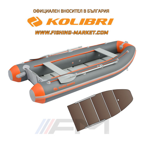 KOLIBRI - Надуваема моторна лодка с твърдо дъно и надуваем кил KM-360DSL PFS - светло сив